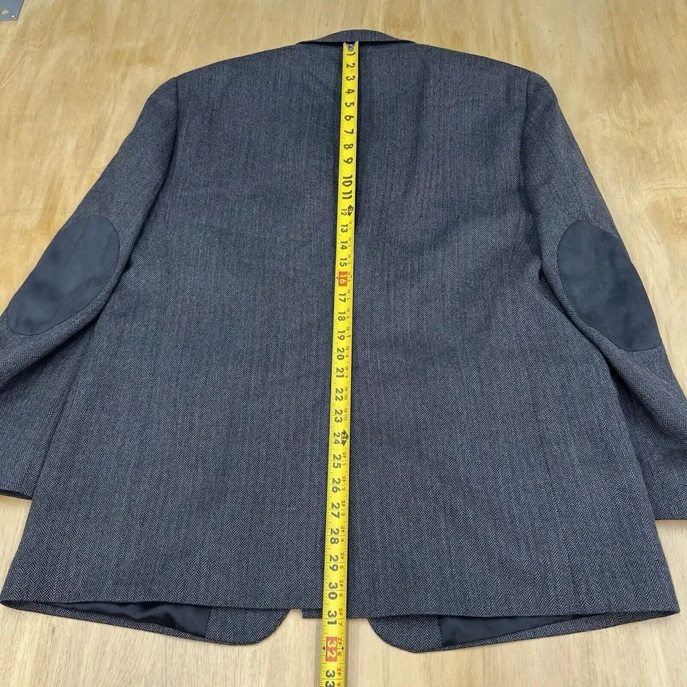 Stafford Tweed Wool Jacket Sport Coat Mens 44R Classic‎ Fit Herringbone Gray